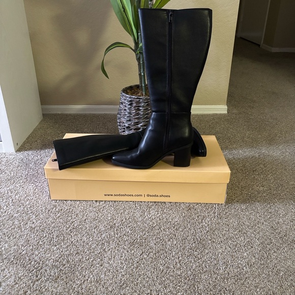 Soda Shoes - Soda Black Tall Over-the-Knee Block Heel Boots
